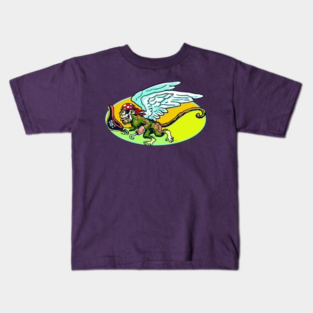 Flying Monkey Pirate Kids T-Shirt by Mudge